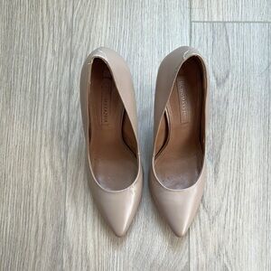 BCBGMaxAzria Tan Stiletto Heels with Patent Finish